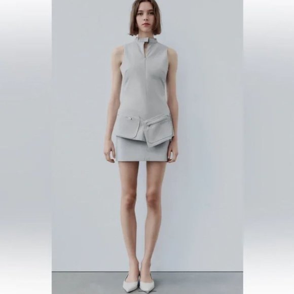 ZARA BELTED SHORT DRESS WITH POCKETS - Picture 5 of 10